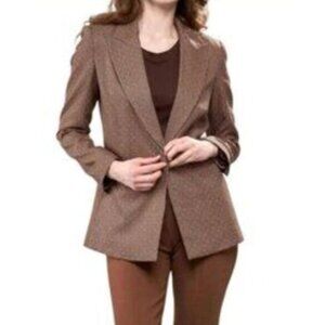Insight New York Embellished Houndstooth Brown Blazer Jacket Size 8